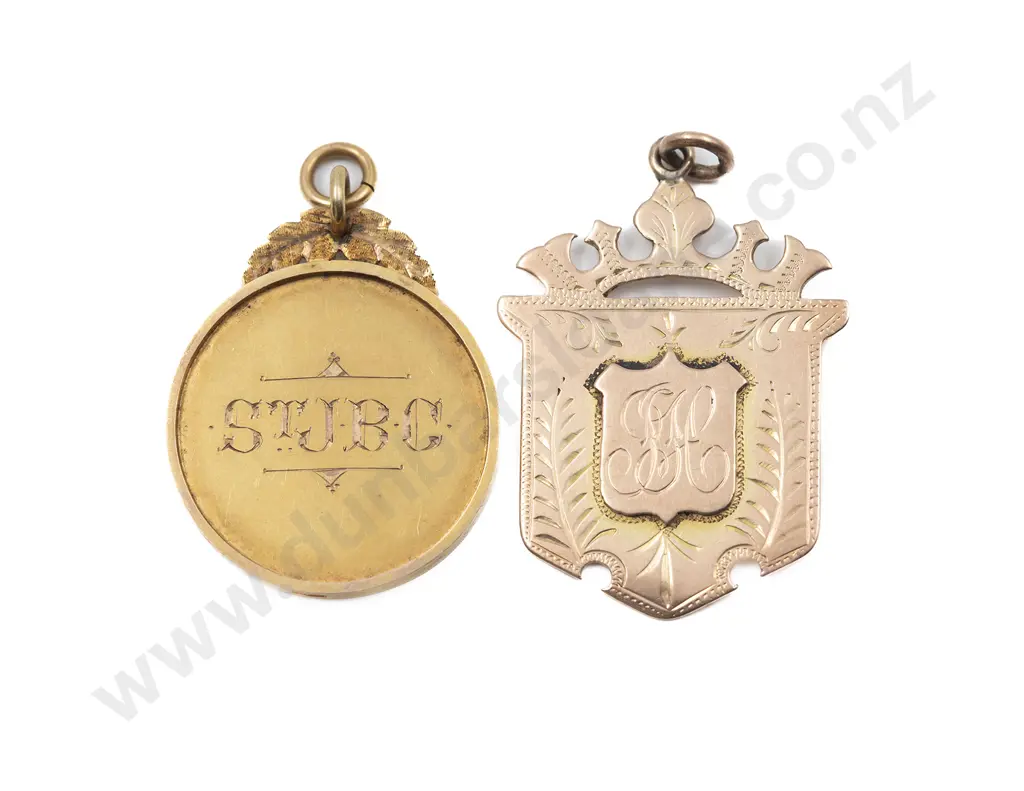 St John’s Bowling Club Wanganui Pair of Fob Prize Medals Image 1++