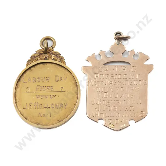 St John’s Bowling Club Wanganui Pair of Fob Prize Medals