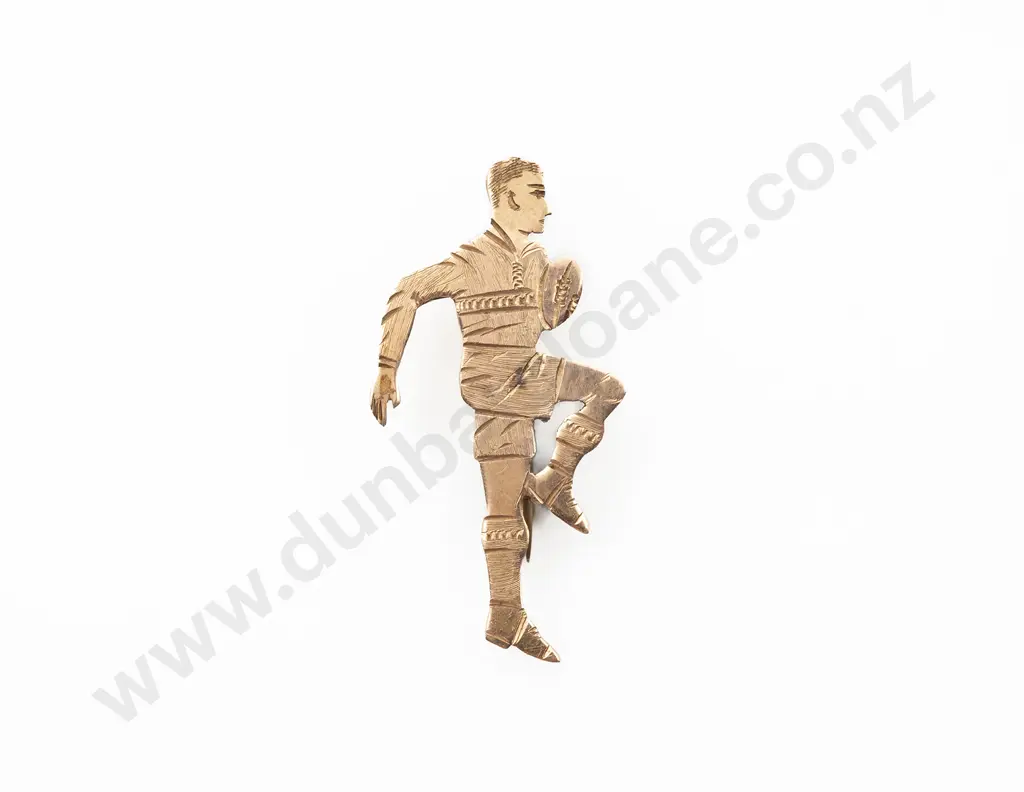 Early C20th 9ct Rugby Player Lapel Pin Image 1++