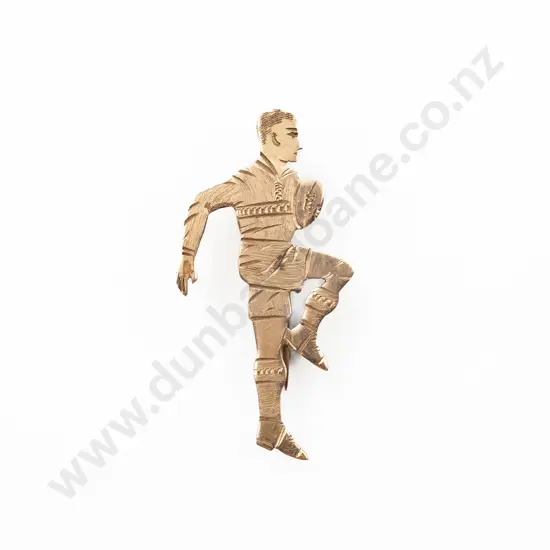 Early C20th 9ct Rugby Player Lapel Pin