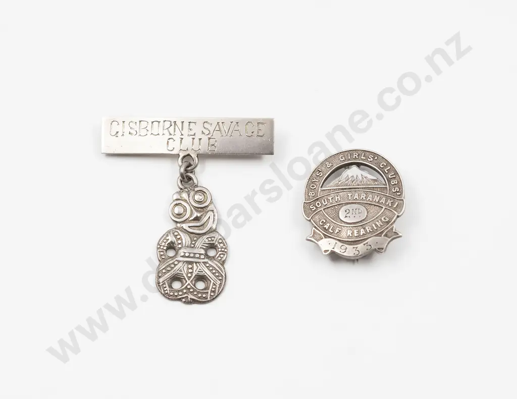 Two NZ Sterling Silver Club Badges Image 1++