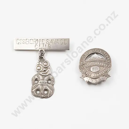 Two NZ Sterling Silver Club Badges