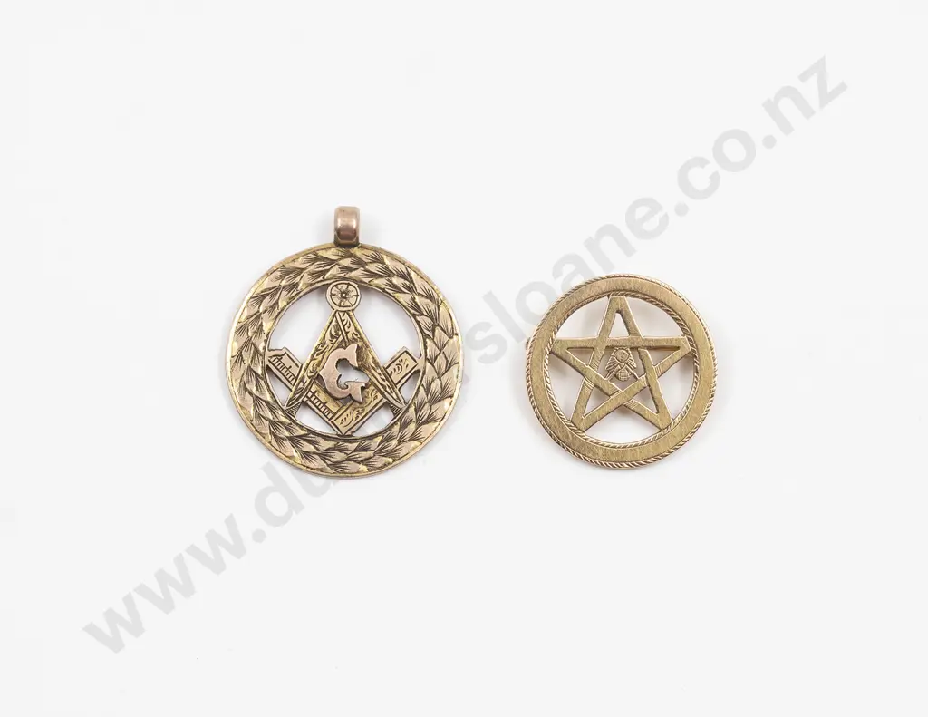 Two NZ 15ct & 9ct Masonic Medallions Image 1++