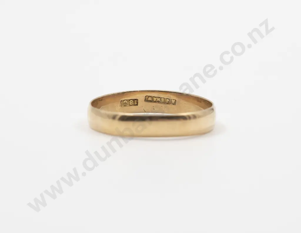NZ 18ct Plain Wedding Band by Arthur John Shaw Image 1++