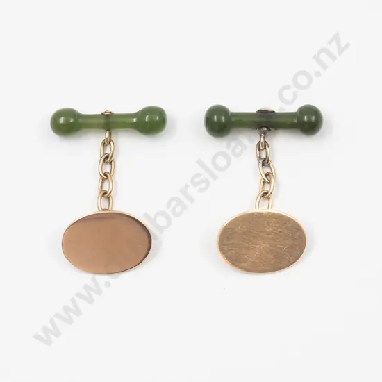 NZ 15ct and Greenstone Cuff Links