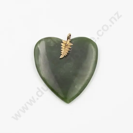 NZ Colonial Large Greenstone Heart Pendant
