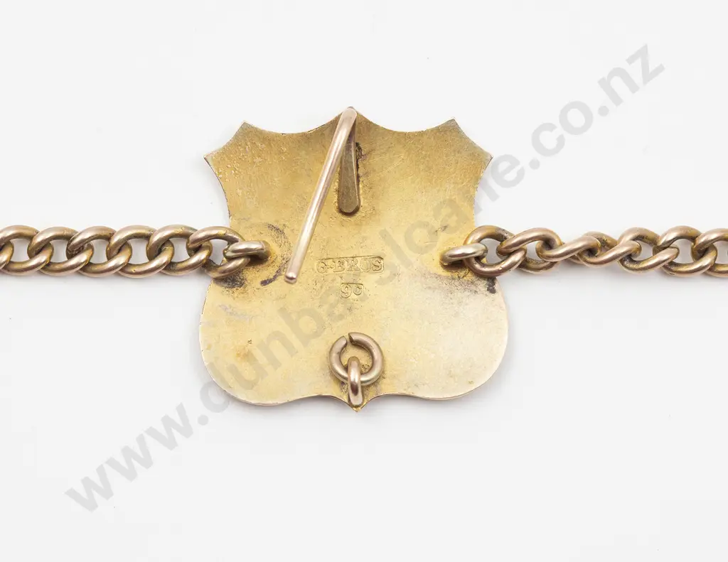 NZ 9ct and Greenstone Pocket Watch Fob Chain Image 1++