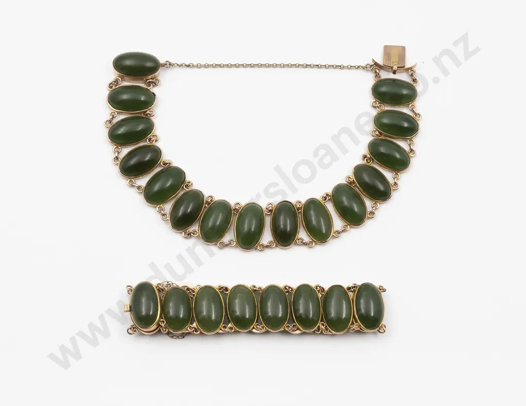NZ C1870 Colonial Matched Pair 9ct Greenstone Bracelets Image 1++