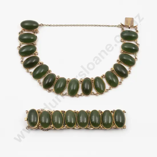 NZ C1870 Colonial Matched Pair 9ct Greenstone Bracelets