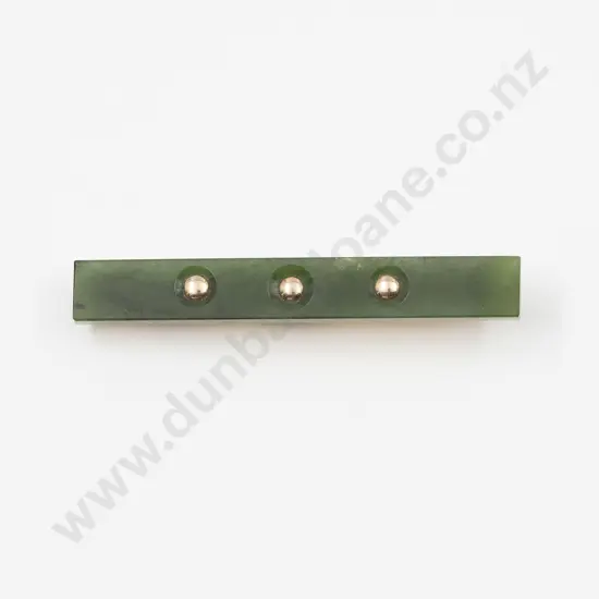 NZ 15ct and Greenstone Bar Brooch