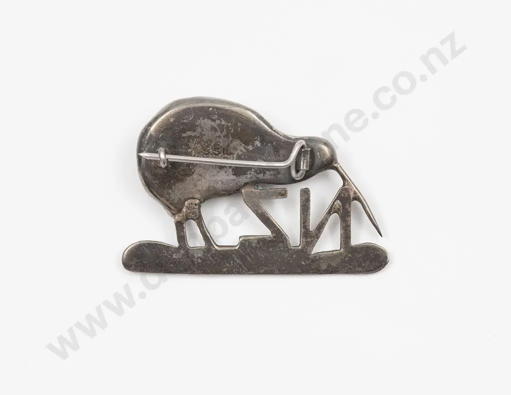 NZ S/S and Paua Kiwi Tourist Brooch Image 1++