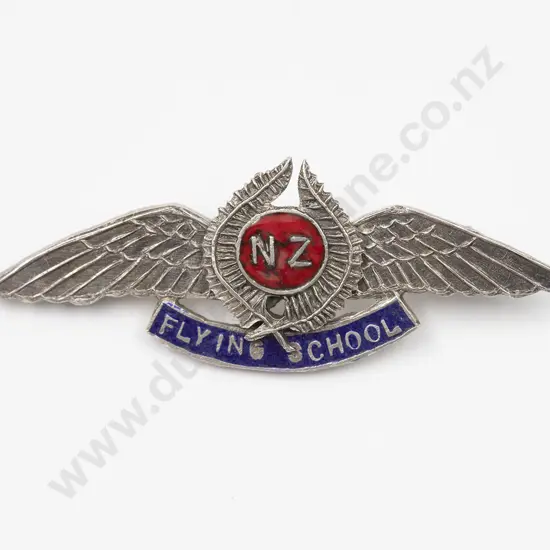 NZ Silver Reuben Watts 1869-1940 WWI Period 'NZ Flying School' Brooch
