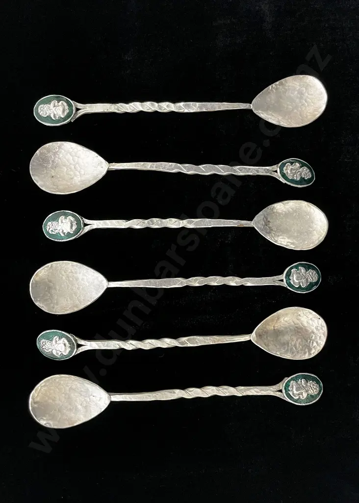 NZ Silver Joseph Bellve (1886-1945) Mt Eden Auckland Set Six Coffee Spoons Image 1++