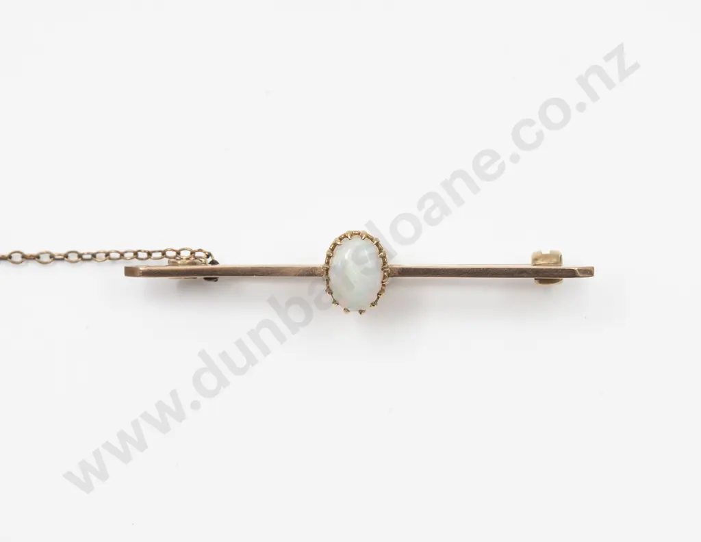 Edwardian 9ct Single Opal Bar Brooch Image 1++