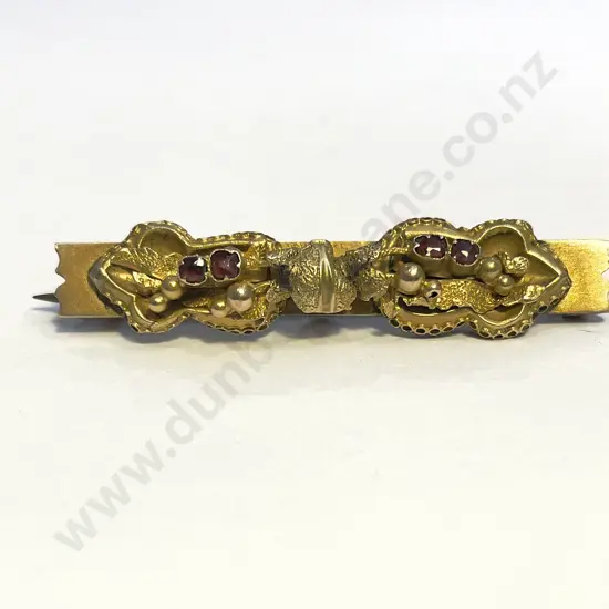 NZ Colonial Cased 9ct Bar Brooch
