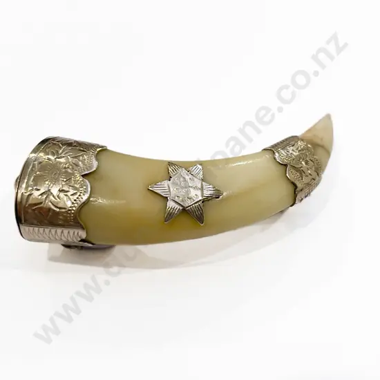 NZ Colonial 9ct Mounted Tusk Brooch