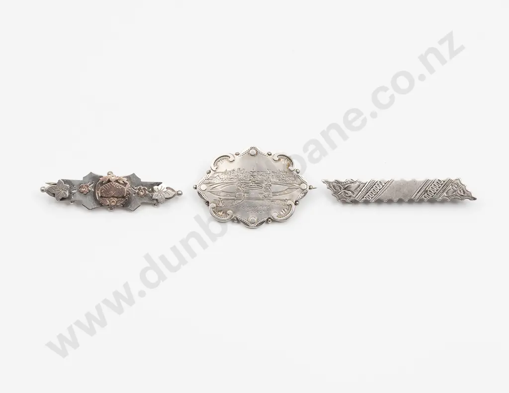 Three NZ S/S Bar Brooches Image 1++