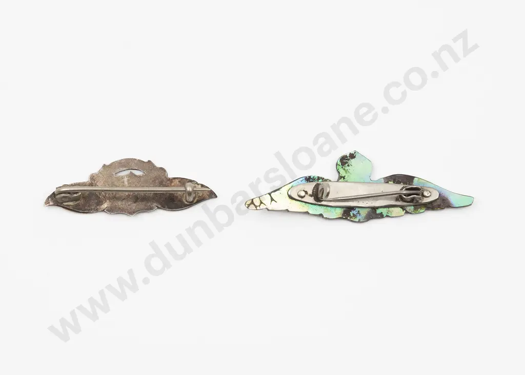 C1950 NZ NAC Gold and Silver Pilot Wings Lapel Brooch Image 1++
