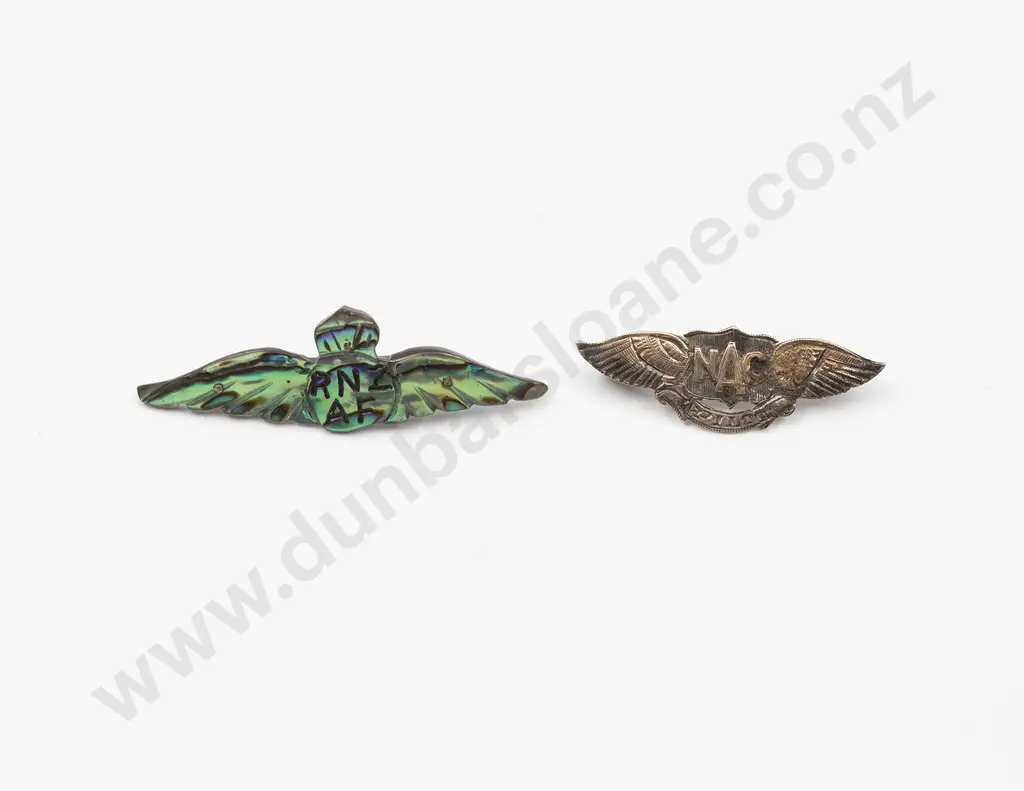 C1950 NZ NAC Gold and Silver Pilot Wings Lapel Brooch Image 1++