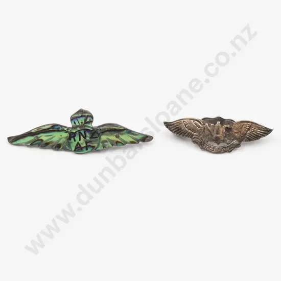 C1950 NZ NAC Gold and Silver Pilot Wings Lapel Brooch