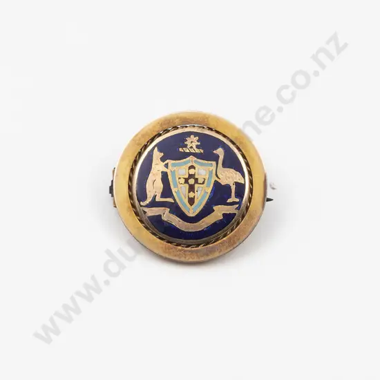9ct Gold and Enamel Australian Coat of Arms Lapel Brooch