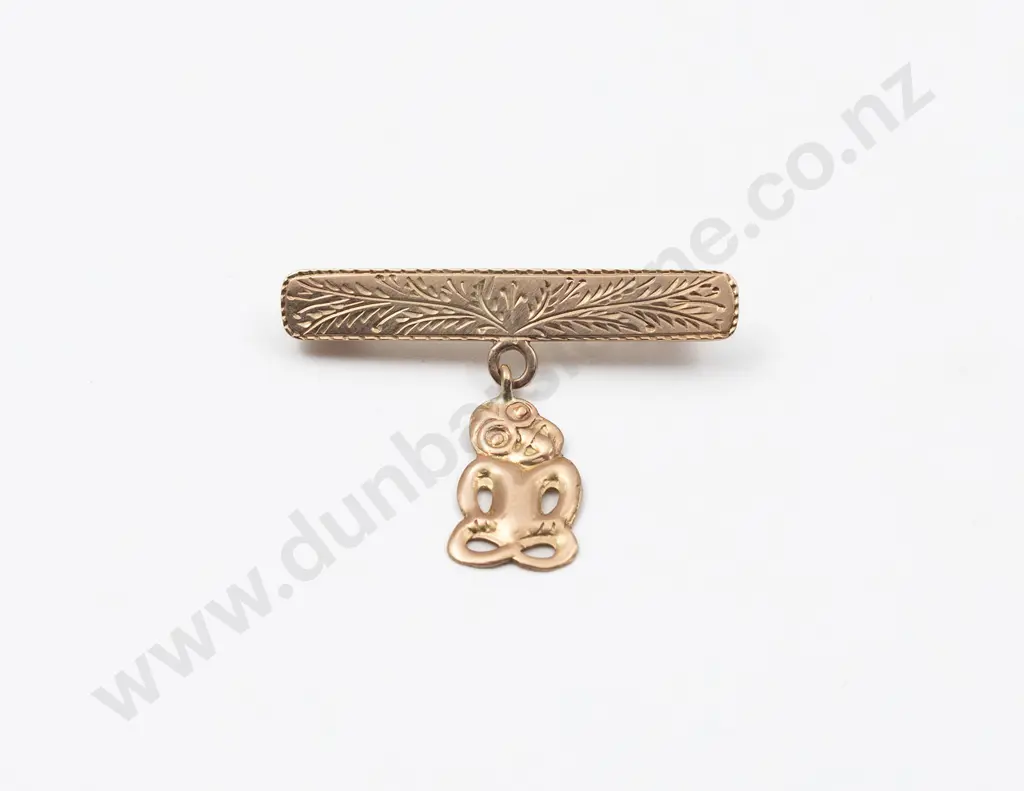 9ct Tiki Pendant on Bar Brooch Image 1++