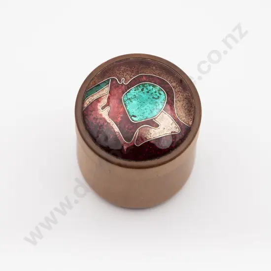 NZ Enamel Artist Elizabeth Fraser-Davies Turned Wood Box
