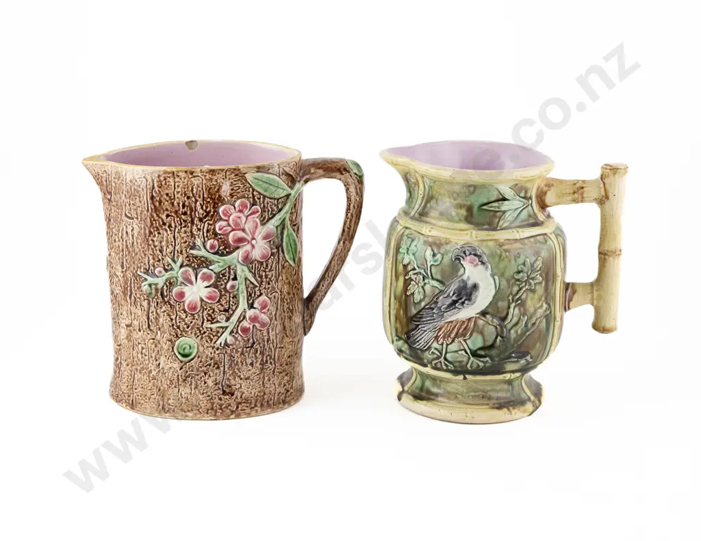 Two C19th Majolica Glaze Ale Jugs Image 1++