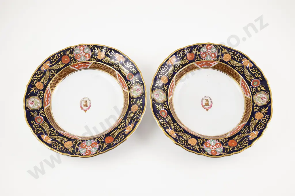 Pair C19th Morley & Ashworth Ironstone Soup Plates With Radcliffe Family Crest Image 1++