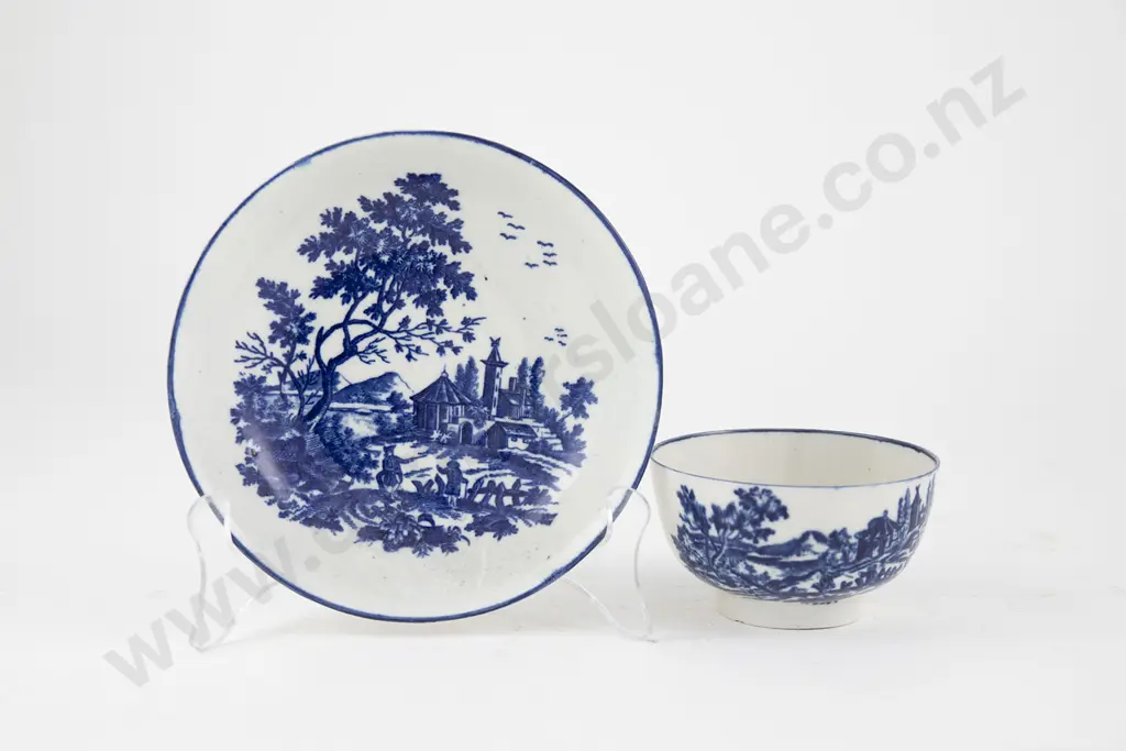 First Period Worcester Tea Bowl and Saucer Image 1++