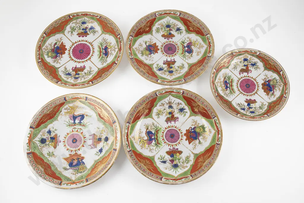 Five Early C19th Chamberlain Worcester Plates Image 1++
