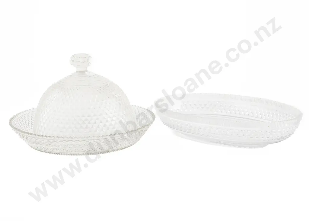 Georgian Fine Diamond Facet Cut Cheese Dome on Tray Image 1++