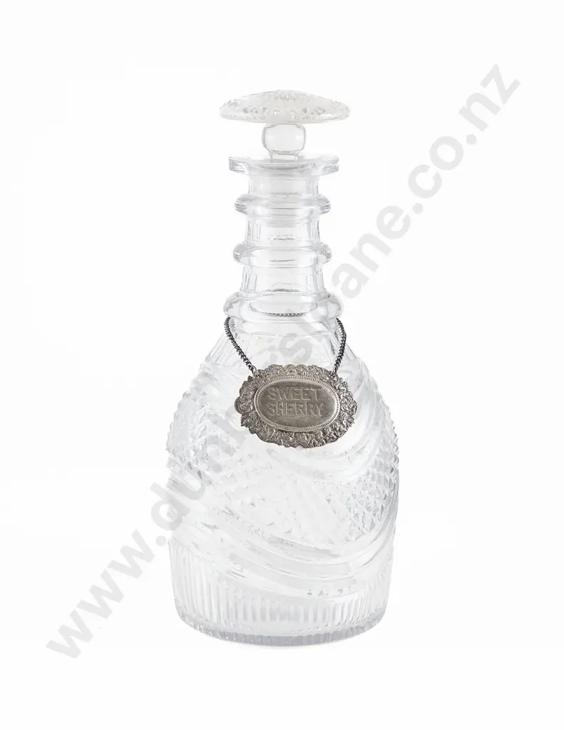 Regency Mallett Shaped Triple Neck Glass Decanter & Stopper Image 1++