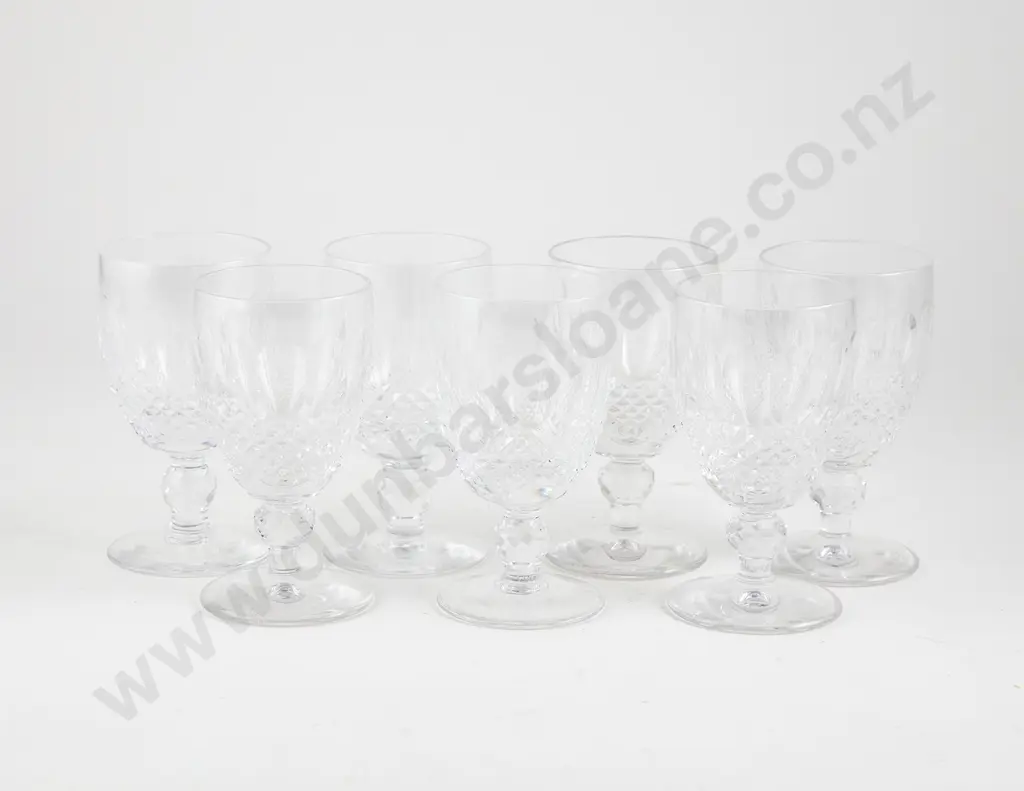 Seven Waterford Crystal Colleen Pattern White Wine Glasses Image 1++