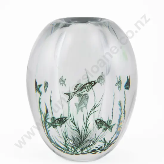 An Orrefors 'Fishgraal' Art Glass Vase by Edvard Hald