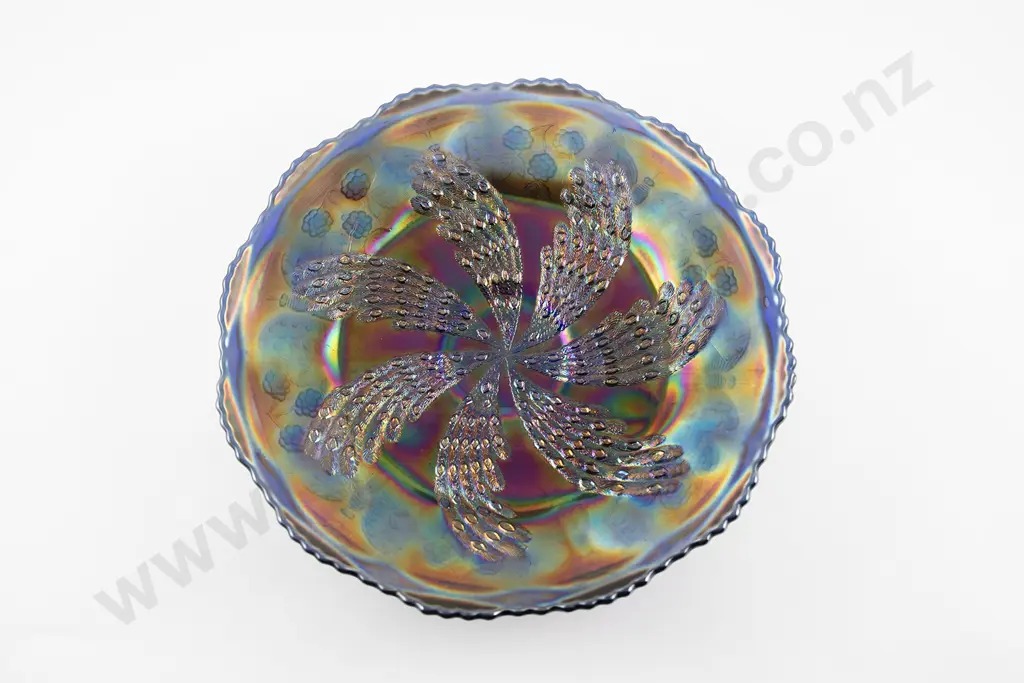 Rare Fenton "Fantail" Pattern Carnival Glass Shallow Bowl Image 1++