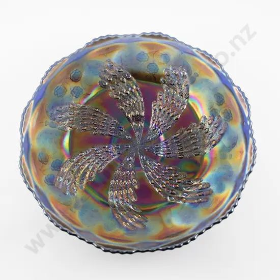 Rare Fenton "Fantail" Pattern Carnival Glass Shallow Bowl