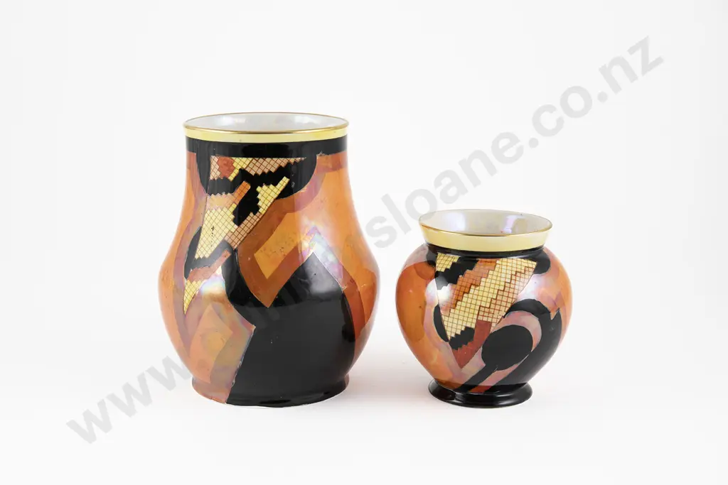 Two Carlton Ware Jazz Stitch Pattern Vases Image 1++