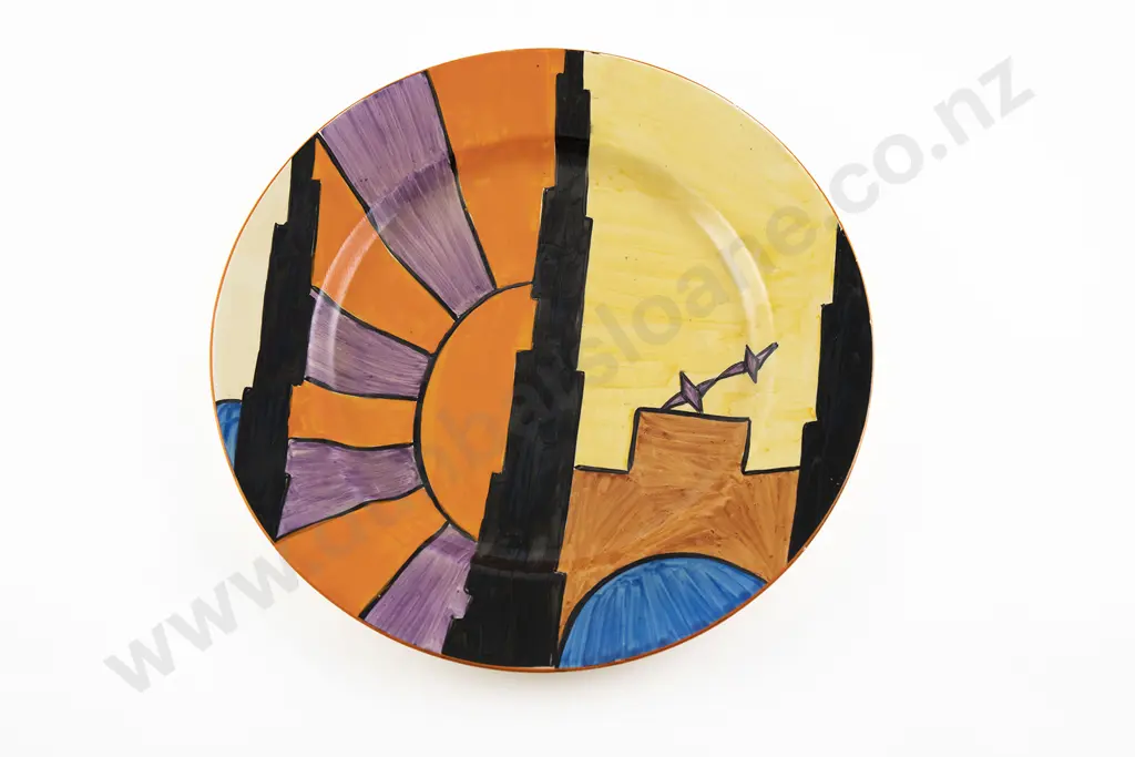 Clarice Cliff Sunburst Pattern Plate Image 1++