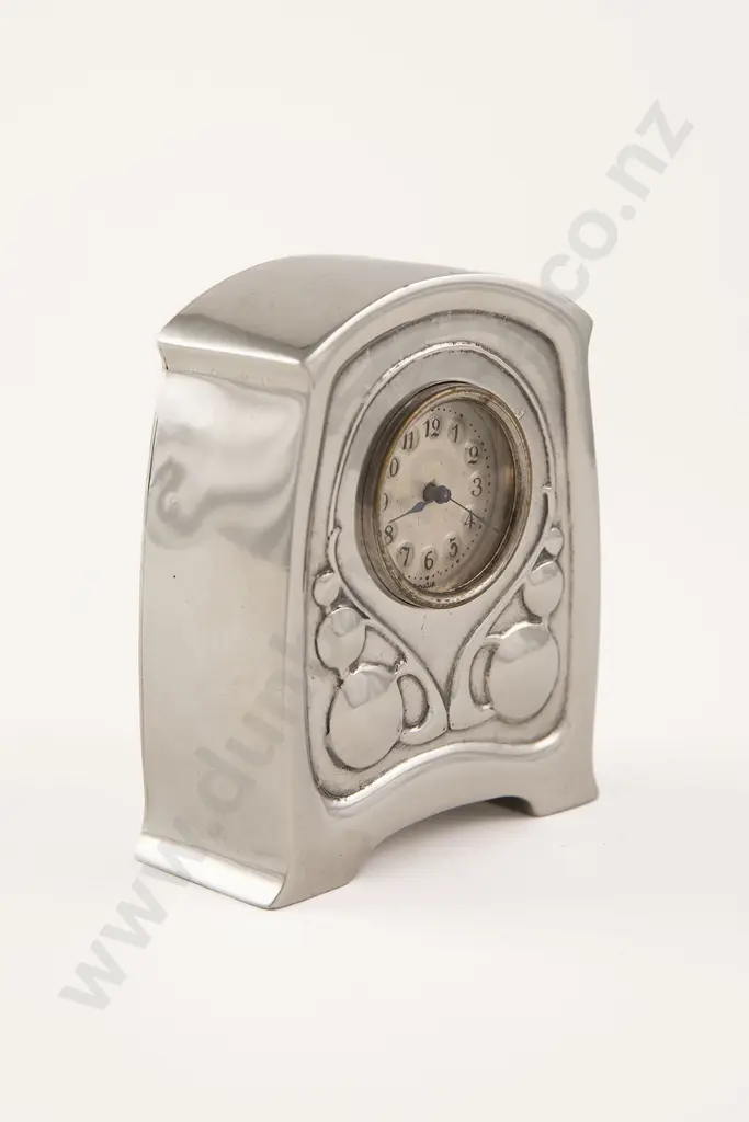 English Art Nouveau Pewter Desk Clock Image 1++