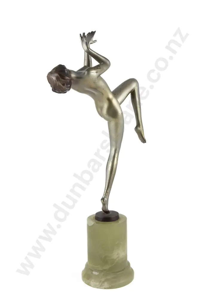 Josef Lorenzl (1892-1950) Cold-painted Silvered Bronze of a Female Dancer Image 1++