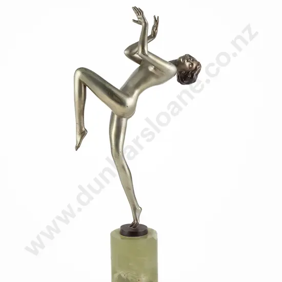 Josef Lorenzl (1892-1950) Cold-painted Silvered Bronze of a Female Dancer