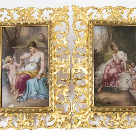 Pair Of Royal Vienna Painted Porcelain Plaques