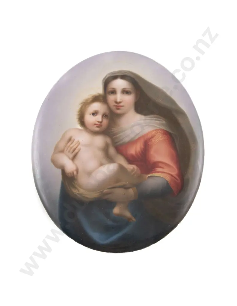 Late C19th KPM Berlin Painted Porcelain Panel Of The Madonna & Child Image 1++