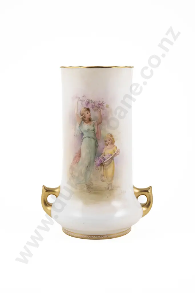 Royal Doulton Two Handled Cylindrical Vase Image 1++