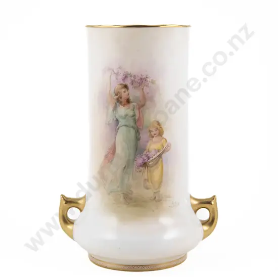 Royal Doulton Two Handled Cylindrical Vase