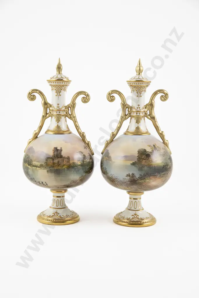 Pair Royal Doulton Two Handled Lidded Specimen Vases Image 1++