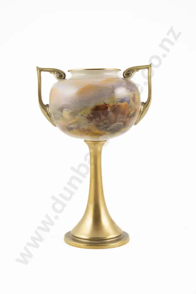 Royal Worcester Two Handled Pedestal Vase Image 1++