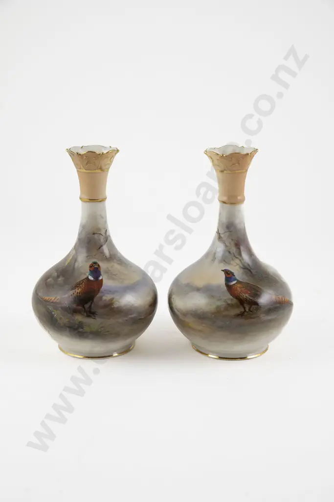 Pair Royal Worcester Specimen Vases Image 1++