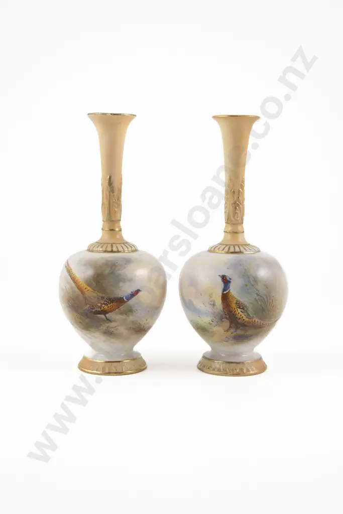 Pair Royal Worcester Specimen Vases Image 1++